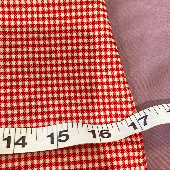 New York and Company red and white gingham midi pencil skirt lace trim - Picture 9 of 11